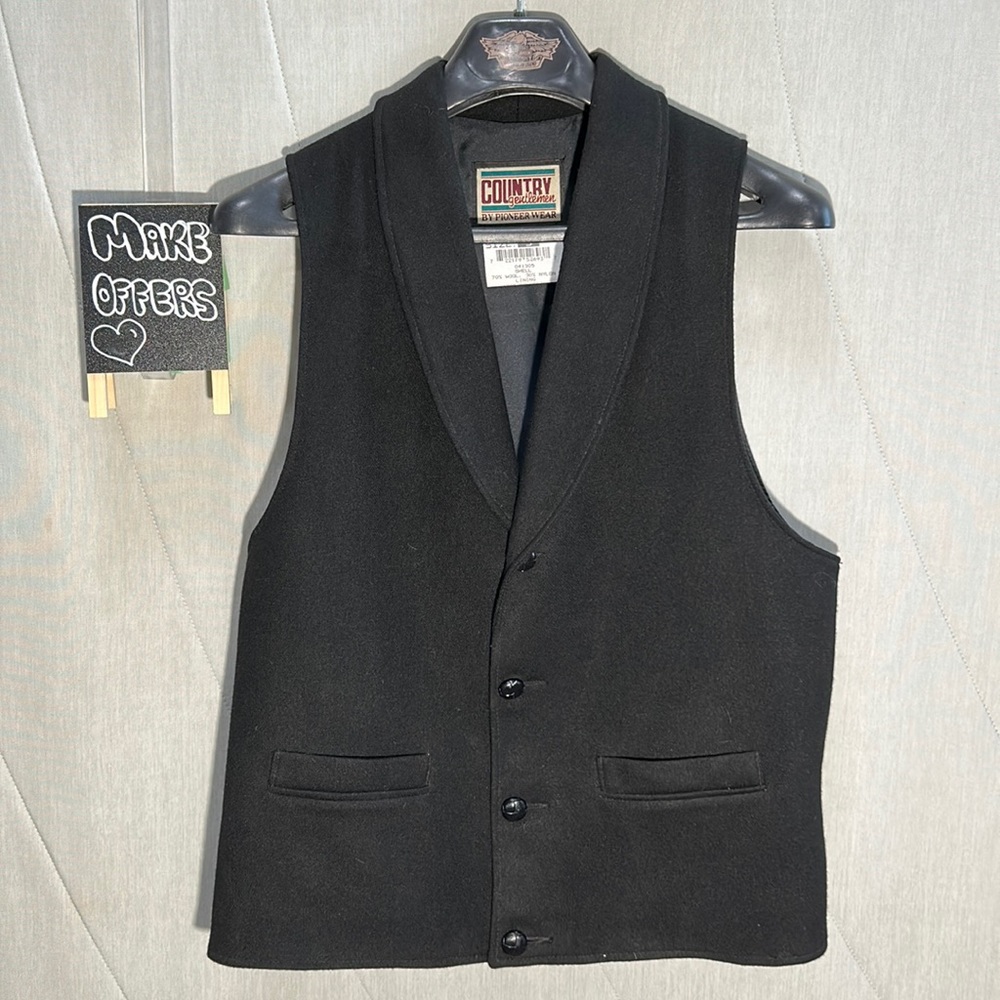 Men’s Pioneer Wear Country Gentlemen Vintage Wool Blend Western Vest Small EUC